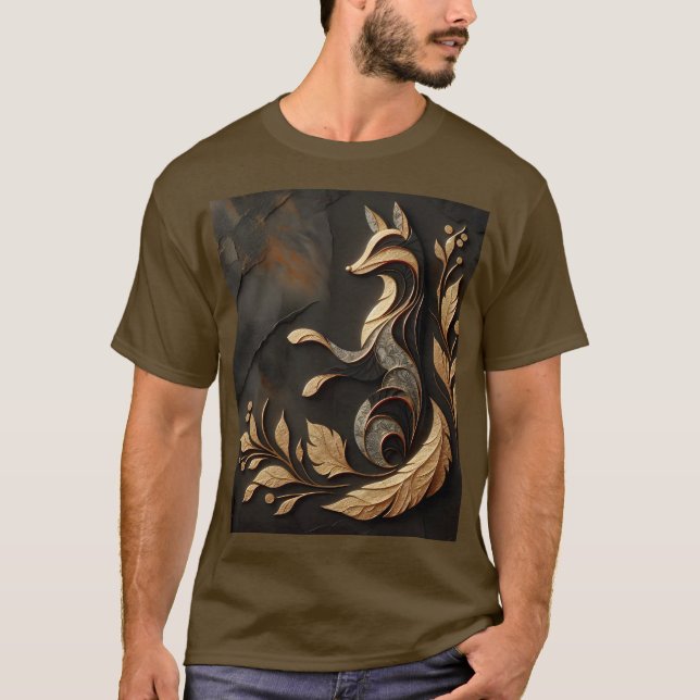 Fantasy Cute Elegant Fox Teckning T Shirt (Framsida)