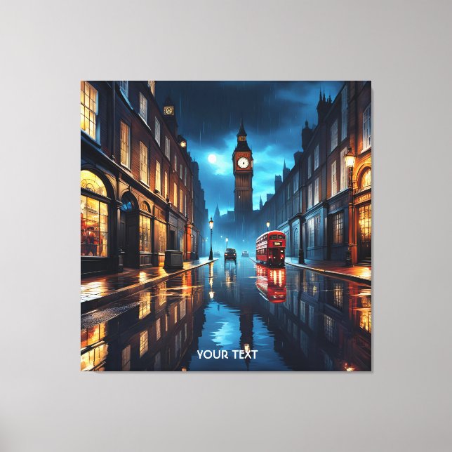 Fantasy Cute Evening London Rain Canvastryck (Framsida)
