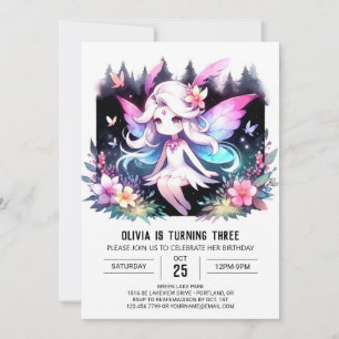 Fantasy Cute Fairy Birthday Inbjudningar