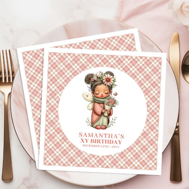 Fantasy Cute Fairy Blush 6-års Födelsedagsfest Ser Pappersservett (Fantasy Cute Fairy Blush 6th Birthday Party Napkins)