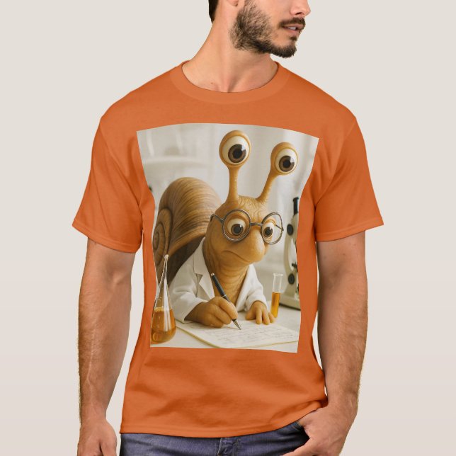 Fantasy Cute Famous Snail Scientist  T Shirt (Framsida)