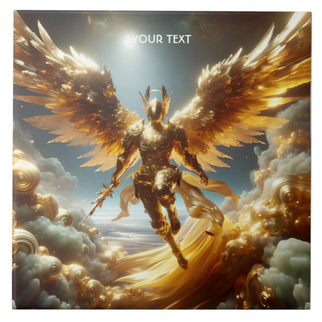 Fantasy Cute Fflygande Winged Warrior Kakelplatta (Framsidan)