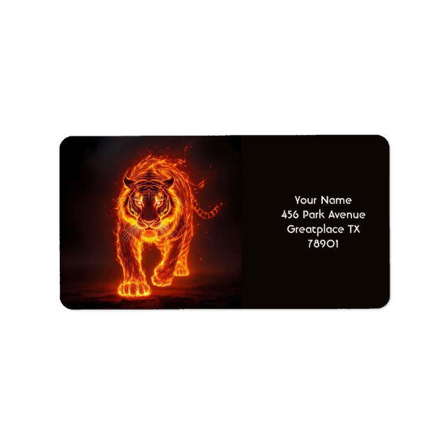 Fantasy Cute Fire Big Tiger Adressetikett (Framsidan)