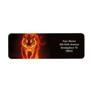 Fantasy Cute Fire Big Tiger Returadress Etikett