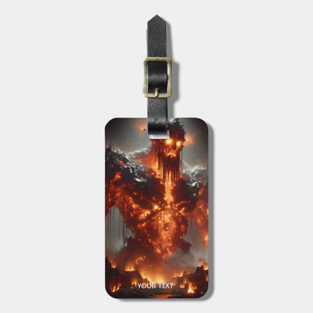 Fantasy Cute Fire Elemental Flames Bagagebricka (Vertikal Framsida)