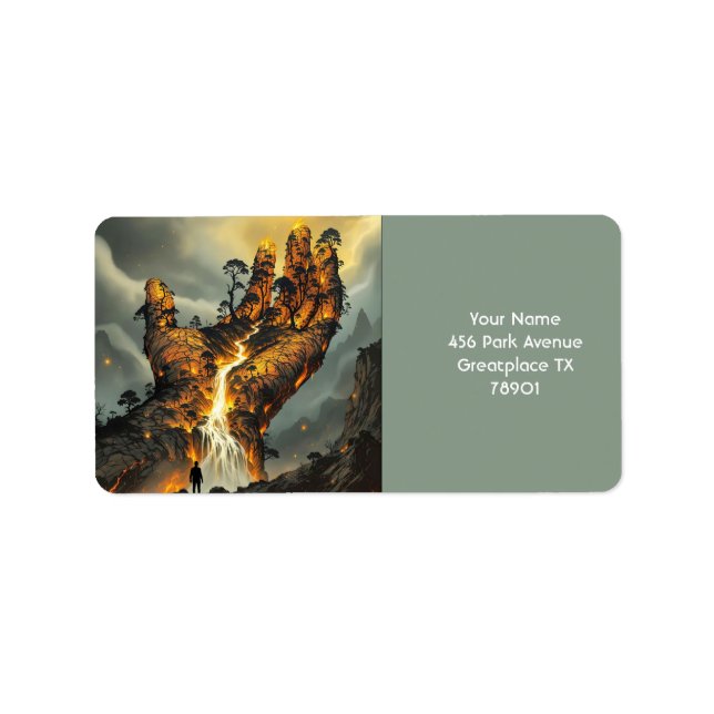Fantasy Cute Fire Lava Hand Adressetikett (Framsidan)