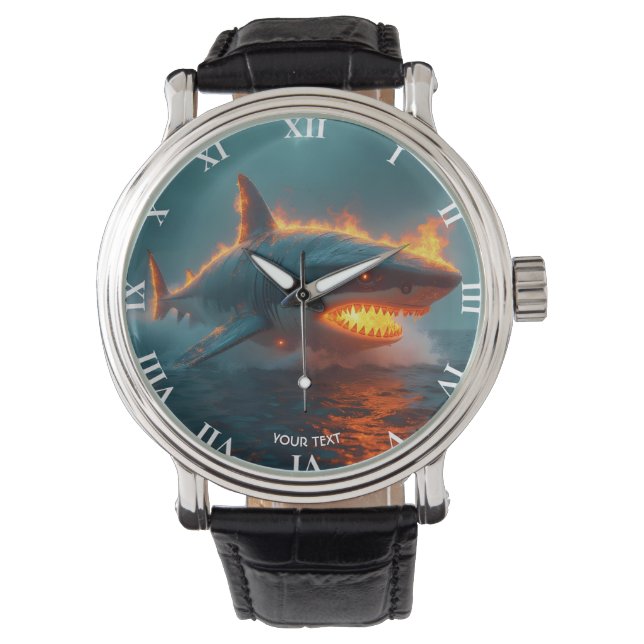 Fantasy Cute Fire Shark Sea Armbandsur (Framsida)
