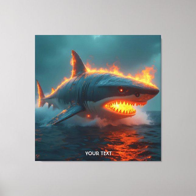 Fantasy Cute Fire Shark Sea Canvastryck (Framsida)