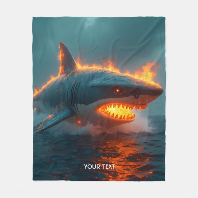 Fantasy Cute Fire Shark Sea Fleecefilt (Framsidan)