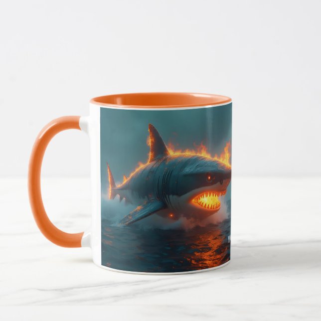 Fantasy Cute Fire Shark Sea Mugg (Vänster)