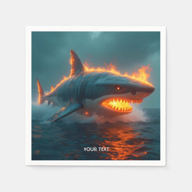 Fantasy Cute Fire Shark Sea Pappersservett (Framsidan)