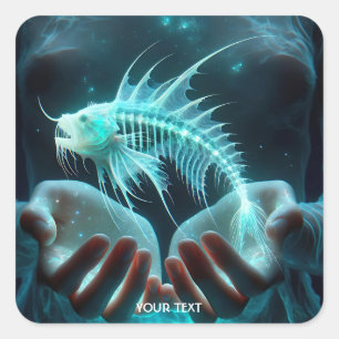Fantasy Cute Fish Händer Sea Fyrkantigt Klistermärke