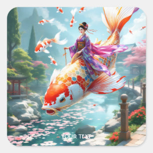 Fantasy Cute Fish Japansk Fyrkantigt Klistermärke