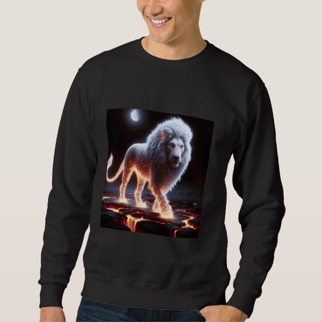 Fantasy Cute Flames Smoke Lejon Lång Ärmad Tröja (Framsida)