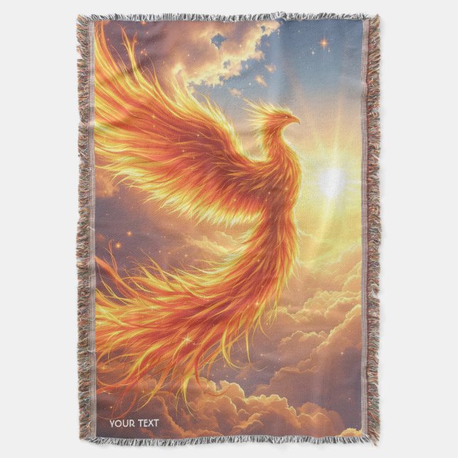Fantasy Cute Flaming Phoenix Rises Filt (Framsidan Vertikal)