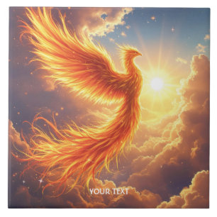 Fantasy Cute Flaming Phoenix Rises Kakelplatta
