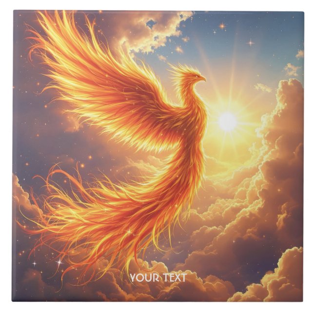Fantasy Cute Flaming Phoenix Rises Kakelplatta (Framsidan)