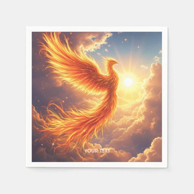 Fantasy Cute Flaming Phoenix Rises Pappersservett (Framsidan)