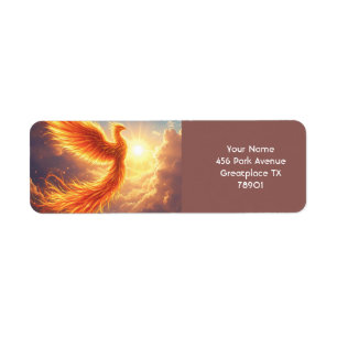 Fantasy Cute Flaming Phoenix Rises Returadress Etikett
