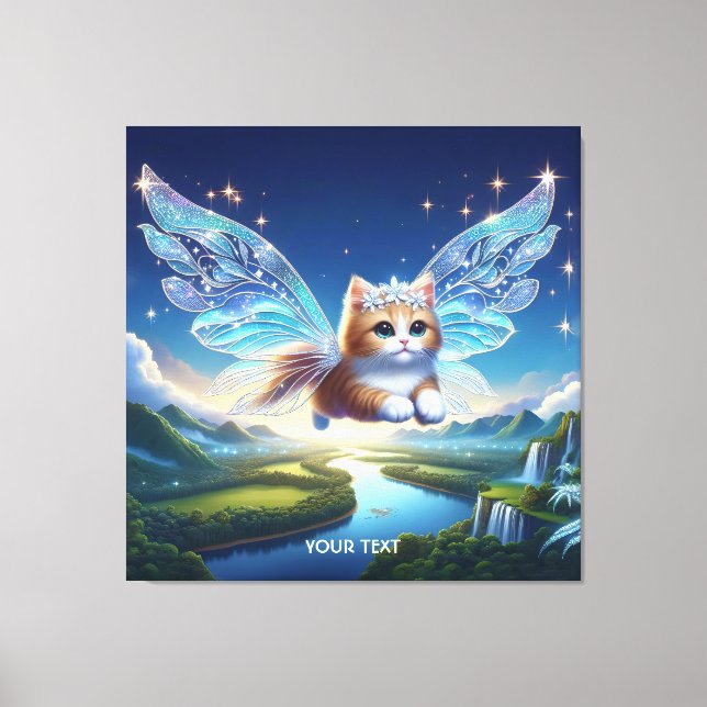 Fantasy Cute Flies Cat Vingar Canvastryck (Framsida)