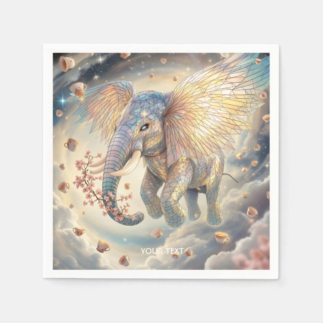 Fantasy Cute Flies Elephant Sakura Pappersservett (Framsidan)