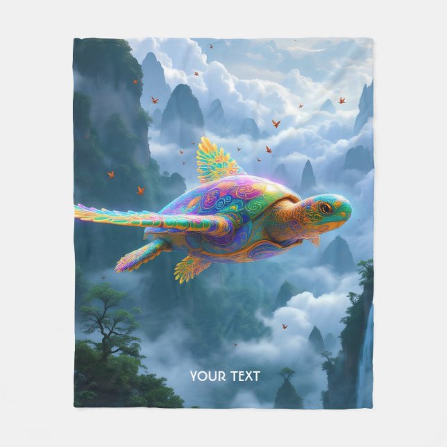 Fantasy Cute Flies Rainbow Turtle Fleecefilt (Framsidan)