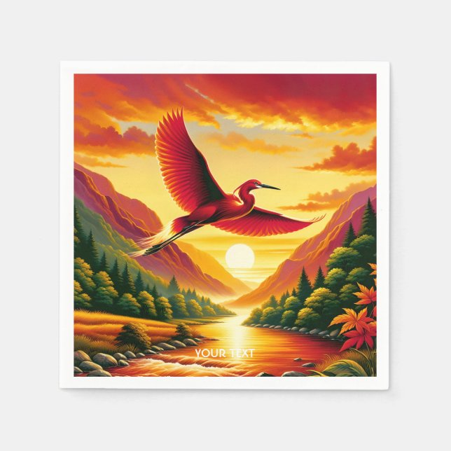 Fantasy Cute Flies Red Egret Pappersservett (Framsidan)