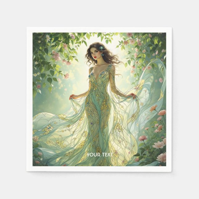 Fantasy Cute Floed Blommigt Gown Pappersservett (Framsidan)