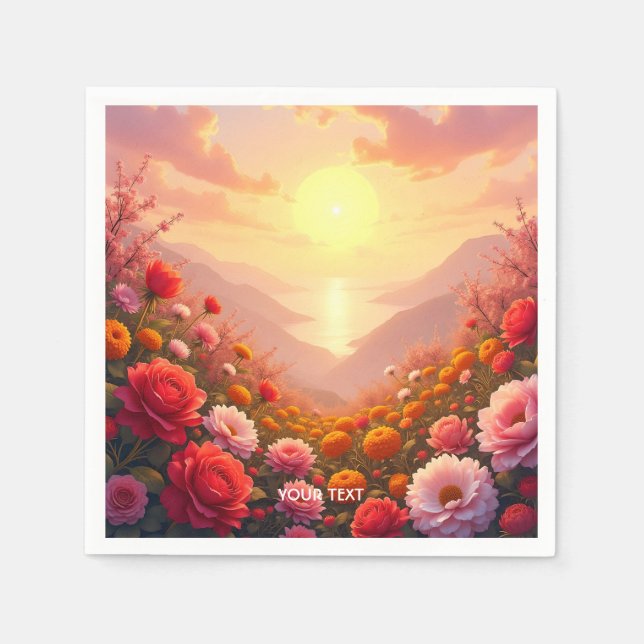 Fantasy Cute Flowers Sunset Pappersservett (Framsidan)