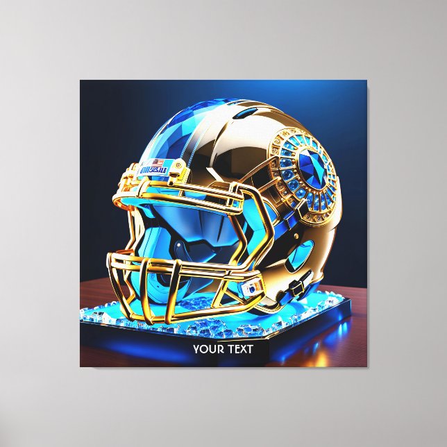 Fantasy Cute Football Blue Helmet Canvastryck (Framsida)