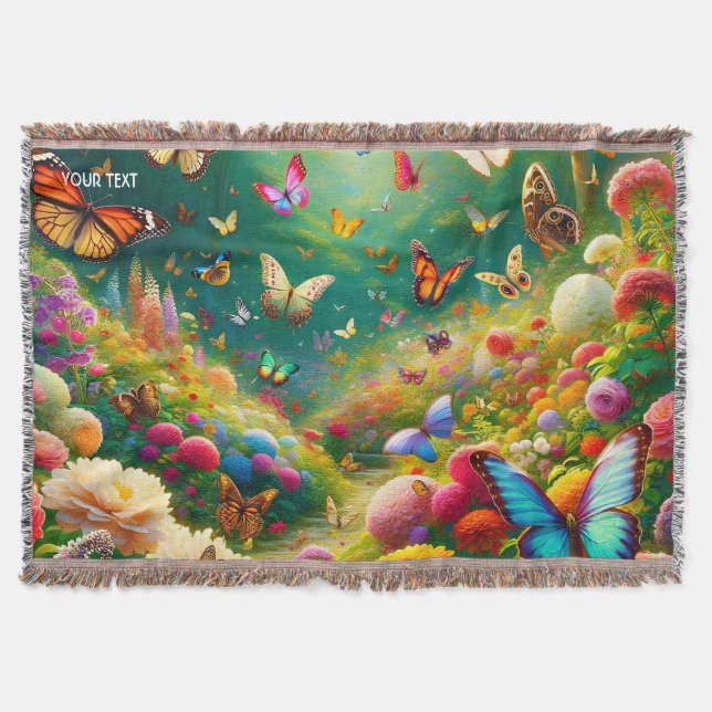 Fantasy Cute Forest Flowers Butterflies Filt (Framsidan)