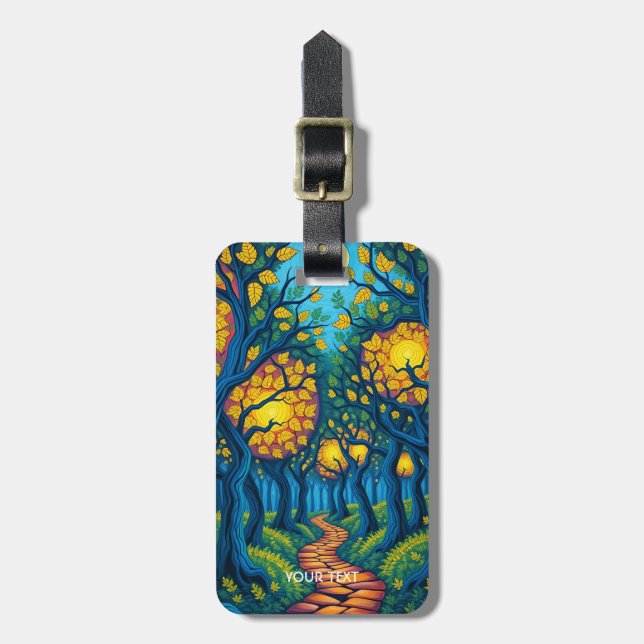 Fantasy Cute Forest Orange Road Bagagebricka (Vertikal Framsida)