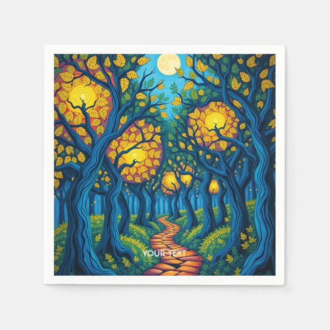 Fantasy Cute Forest Orange Road Pappersservett (Framsidan)