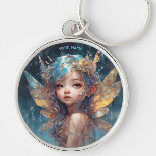 Fantasy Cute Forest Rainy Fairy Rund Silverfärgad Nyckelring