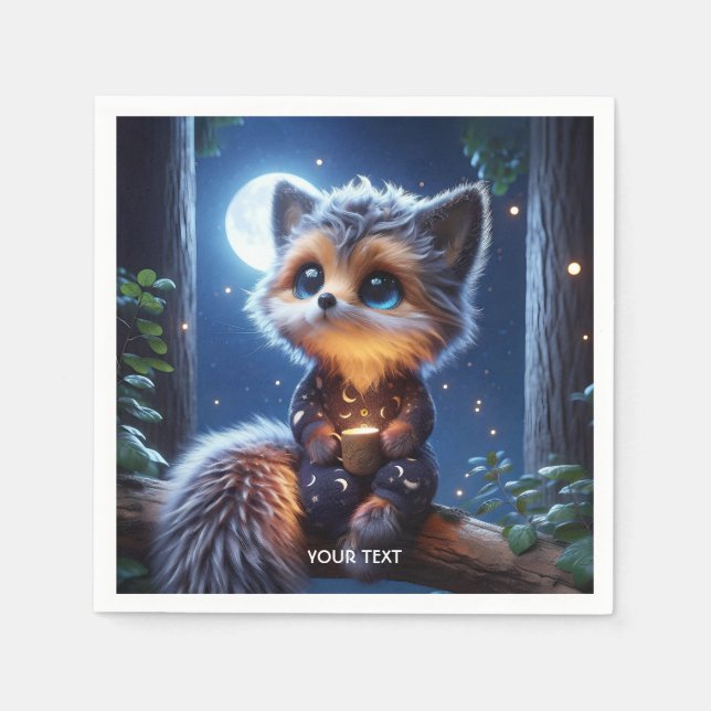 Fantasy Cute Fox Unge-kaffe Pappersservett (Framsidan)