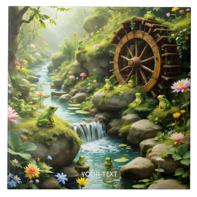 Fantasy Cute Frog Forest Kakelplatta (Framsidan)