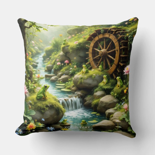 Fantasy Cute Frog Forest Kudde (Framsida)
