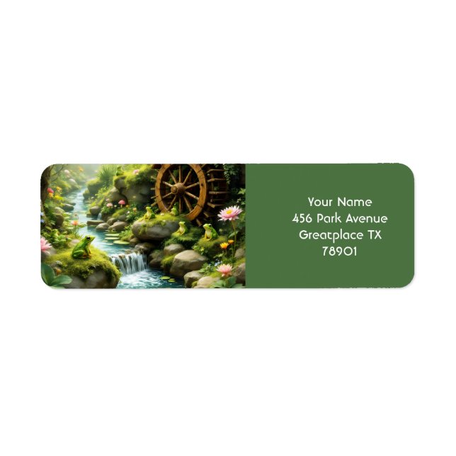 Fantasy Cute Frog Forest Returadress Etikett (Framsidan)