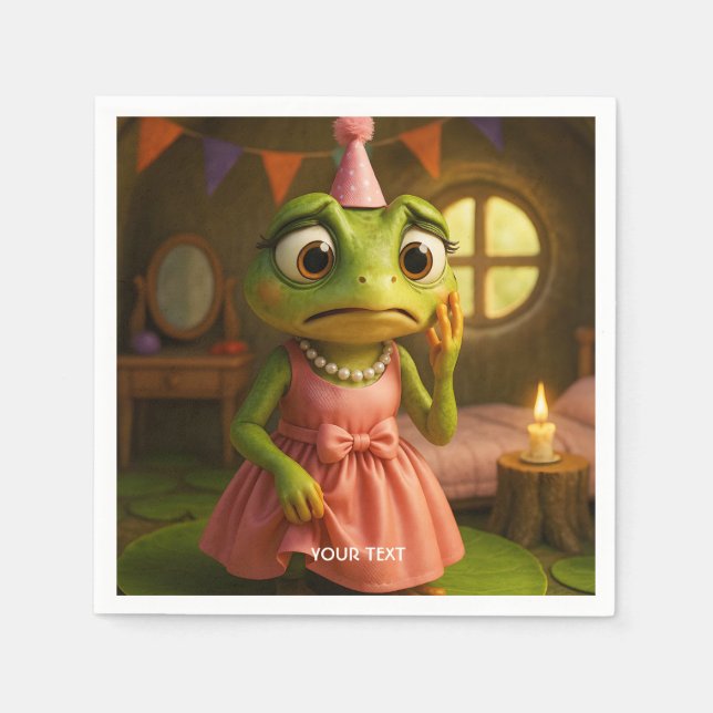 Fantasy Cute Frog Girl Party Pappersservett (Framsidan)
