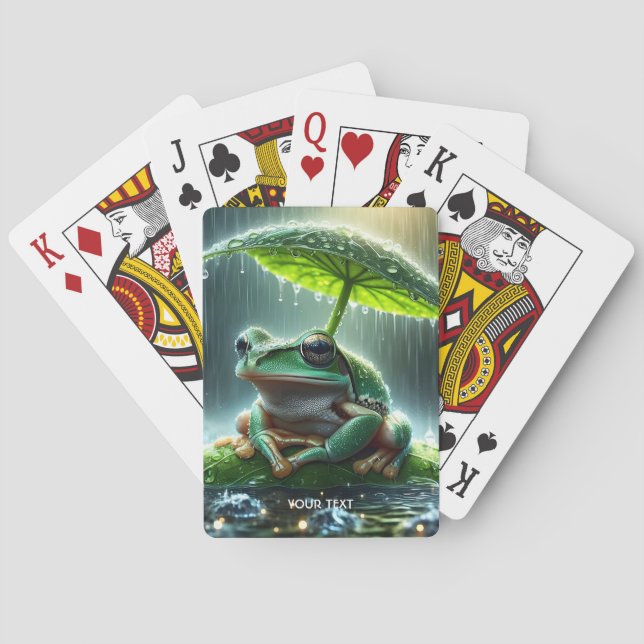 Fantasy Cute Frog Löv Umbrella Casinokort (Baksidan)