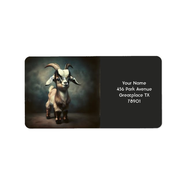 Fantasy Cute Funny Baby Goat Adressetikett (Framsidan)