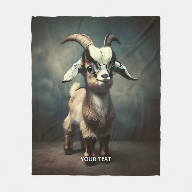 Fantasy Cute Funny Baby Goat Fleecefilt (Framsidan)