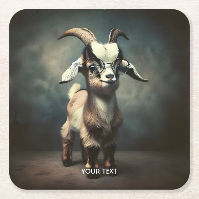 Fantasy Cute Funny Baby Goat Underlägg Papper Kvadrat (Framsidan)