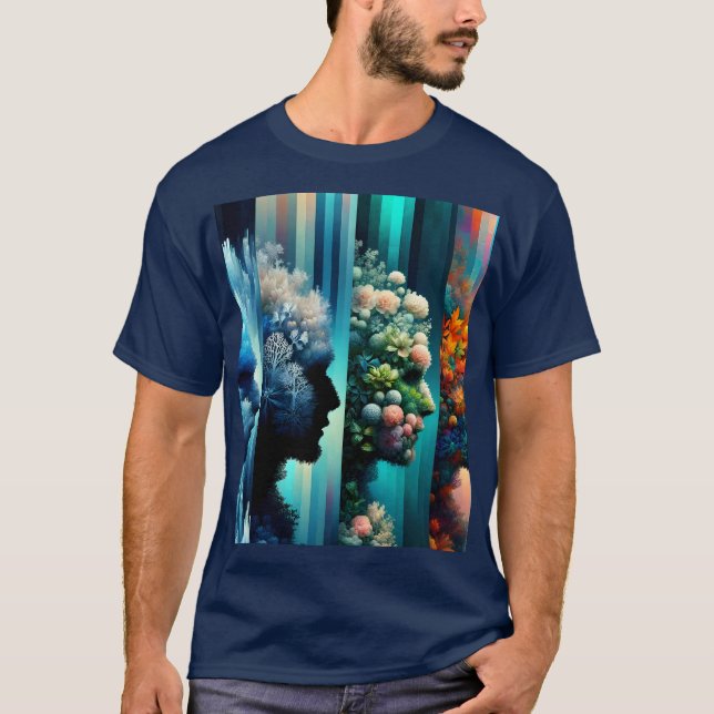 Fantasy Cute Fyra Manar Figurer T Shirt (Framsida)