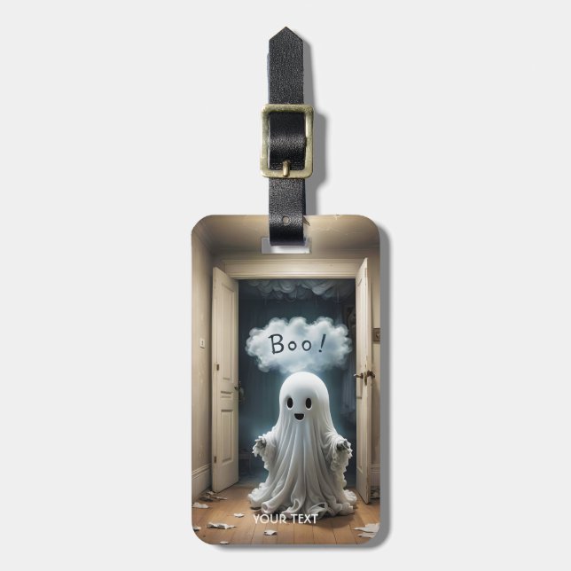 Fantasy Cute Ghost Closet Boo Bagagebricka (Vertikal Framsida)