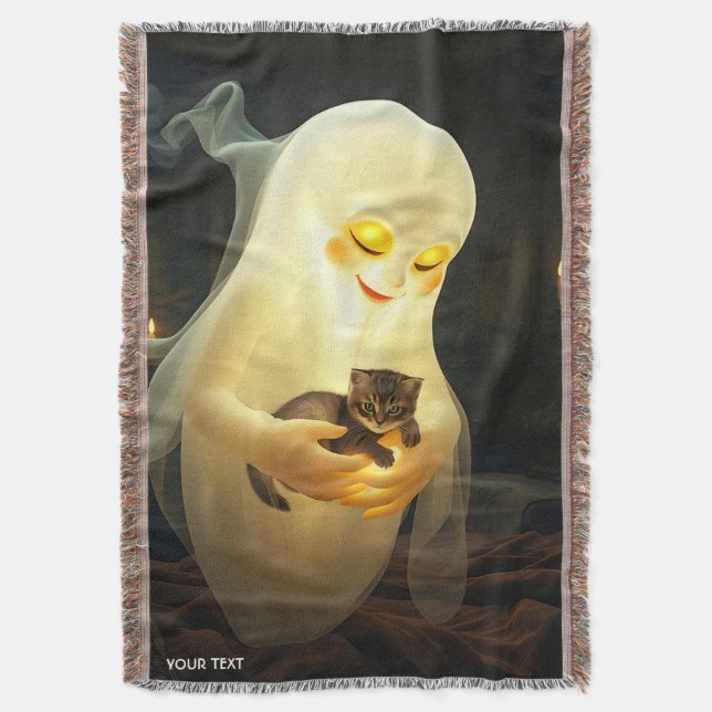 Fantasy Cute Ghost Kitten Candles Filt (Framsidan Vertikal)