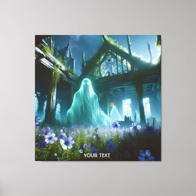 Fantasy Cute Ghost Old House Canvastryck (Framsida)