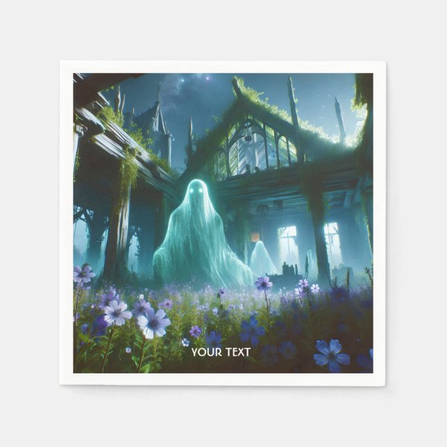 Fantasy Cute Ghost Old House Pappersservett (Framsidan)