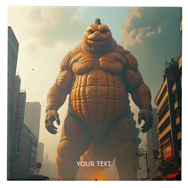 Fantasy Cute Giant Pumpkin City Kakelplatta (Framsidan)