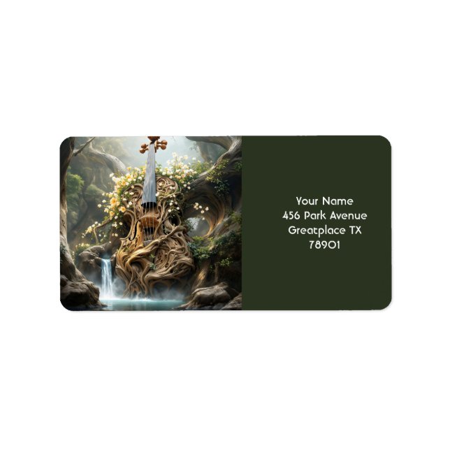 Fantasy Cute Giant Violin Forest Adressetikett (Framsidan)
